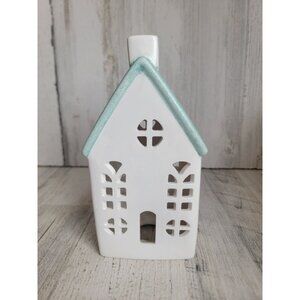 Light blue glitter ceramic house home decor